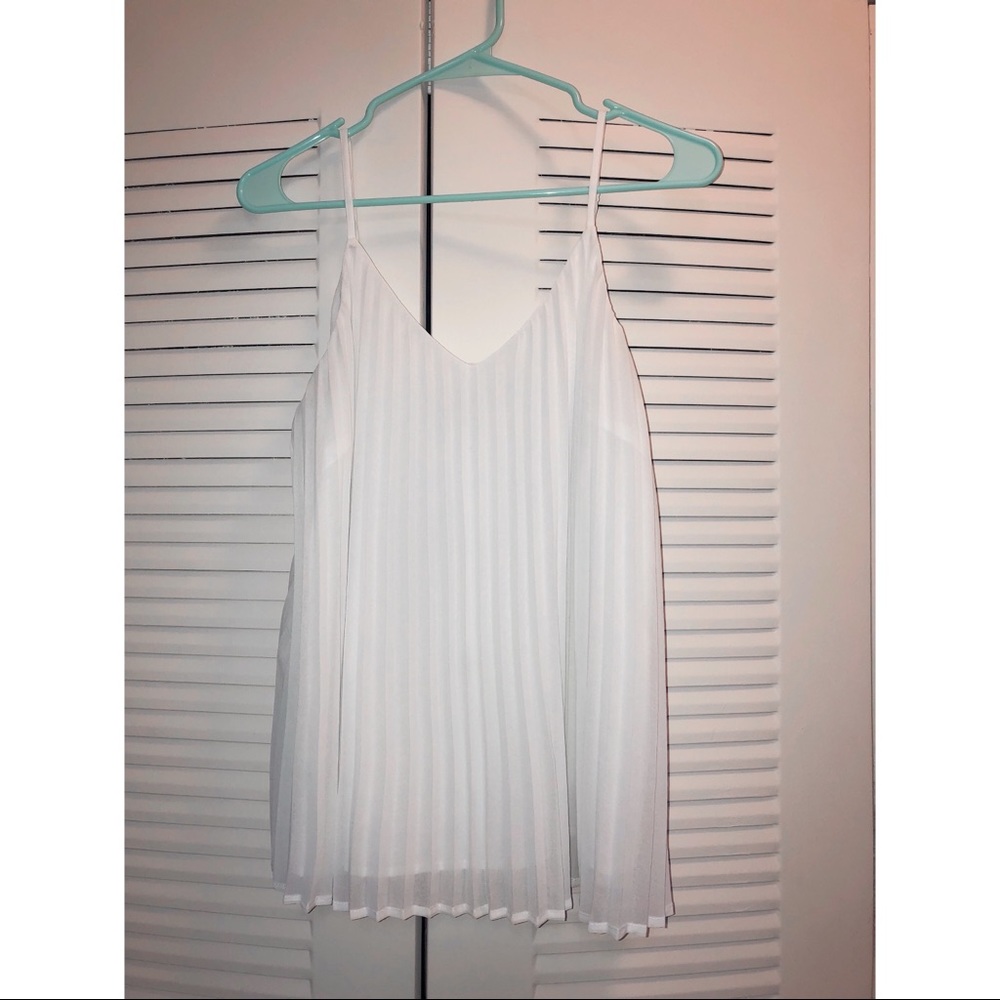 White Pleated Tank Top